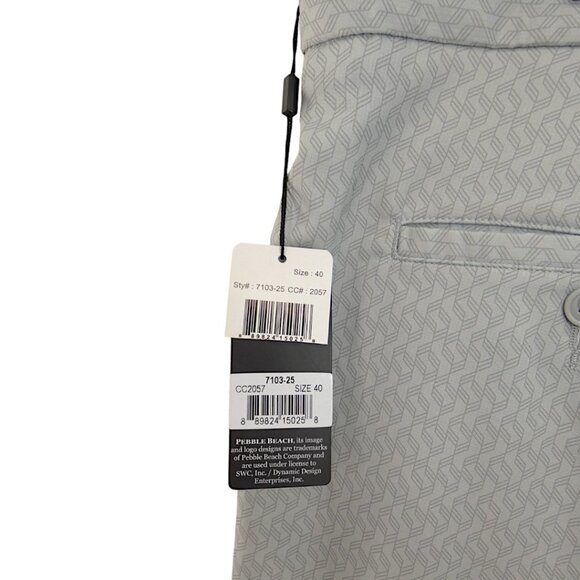 NWT Pebble Beach Golf Shorts Men's Size 40 Gray Geo Dry-Luxe Performance Stretch - Picture 4 of 8